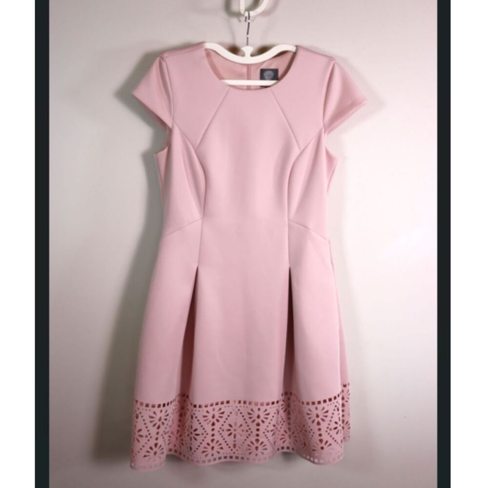 Vince Camuto Blush Pink A-Line Dress Floral Feminine Cocktail Size 10